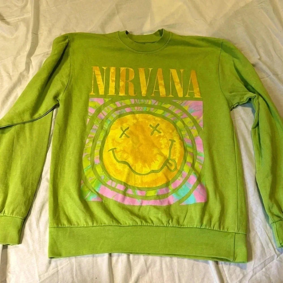 Nirvana Green crewneck Smiley face tie dye Small - Picture 1 of 5